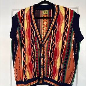 Colorful Coogi Knit Vest with Button Front